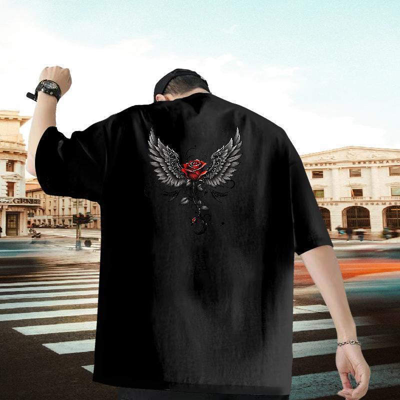 Fashion Men T Shirts 230g Cotton rose Street Wear Clothes Breathable Soft Loose Fit Men Clothes T-Shirt Custom Big Size