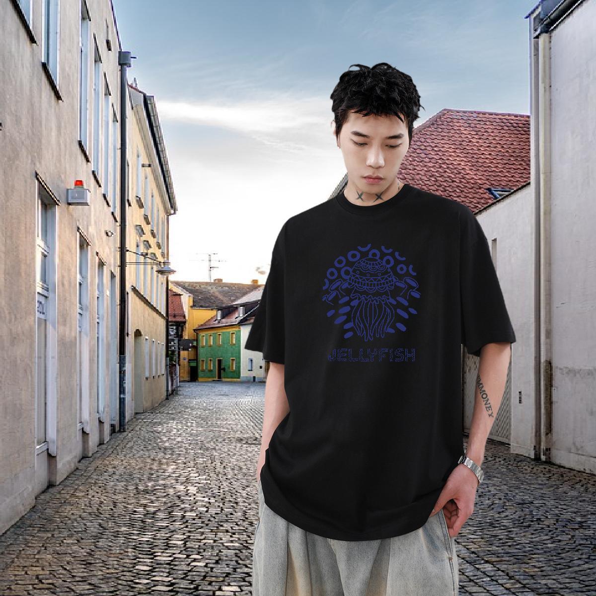 Designer Fashion T-Shirts for Men 230g Cotton jellyfish Daily Outfit Clothes Breathable Short Sleeve TOP Quality Tshirt for Man Woman DIY Anime