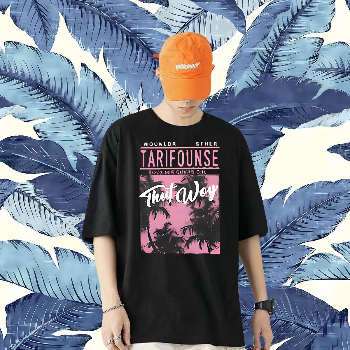 New Designer T Shirts Men 230g 100% Cotton tree High Street Hip Hop Tops Tees Crew Neck Breathable Cool Men Clothes T-Shirt Oversized 4XL