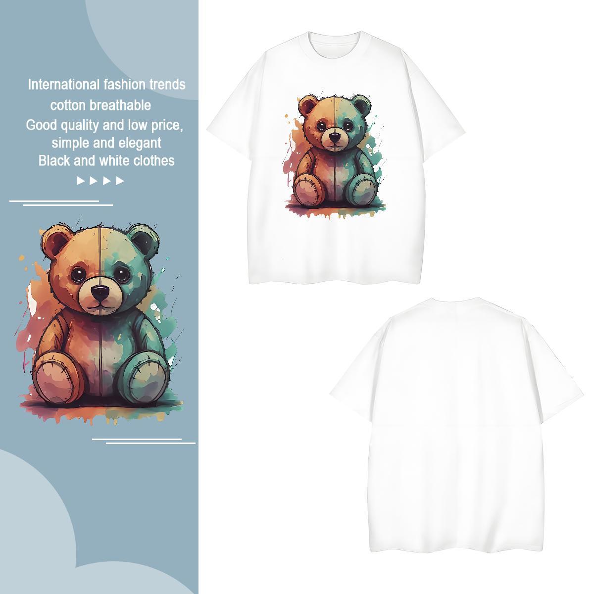T-Shirts for Men 230g Pure Cotton bear Street wear Hip Hop Breathable Soft Customized Men Clothes T-Shirt Stylist Cool Wear