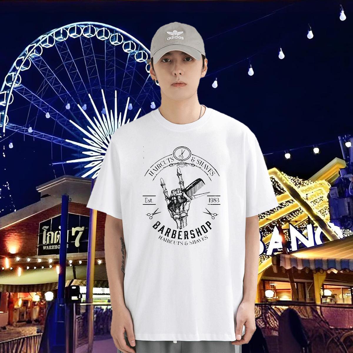 Men T Shirts 230g Cotton hands Hip Hop Street Short Sleeve Soft Customized Print Tshirts Free Shipping Loose Fit Tops Shirt