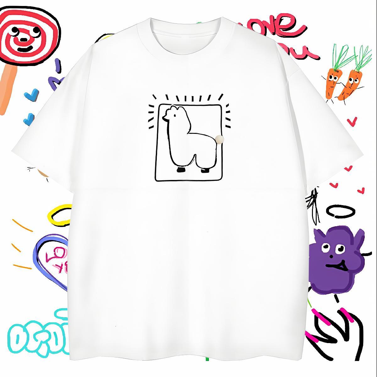 Casual New Man T Shirts 230g Pure Cotton sheep Daily Wear Top Tees Breathable Short Sleeve Cool Design Men Clothes T-Shirt Black Oversized