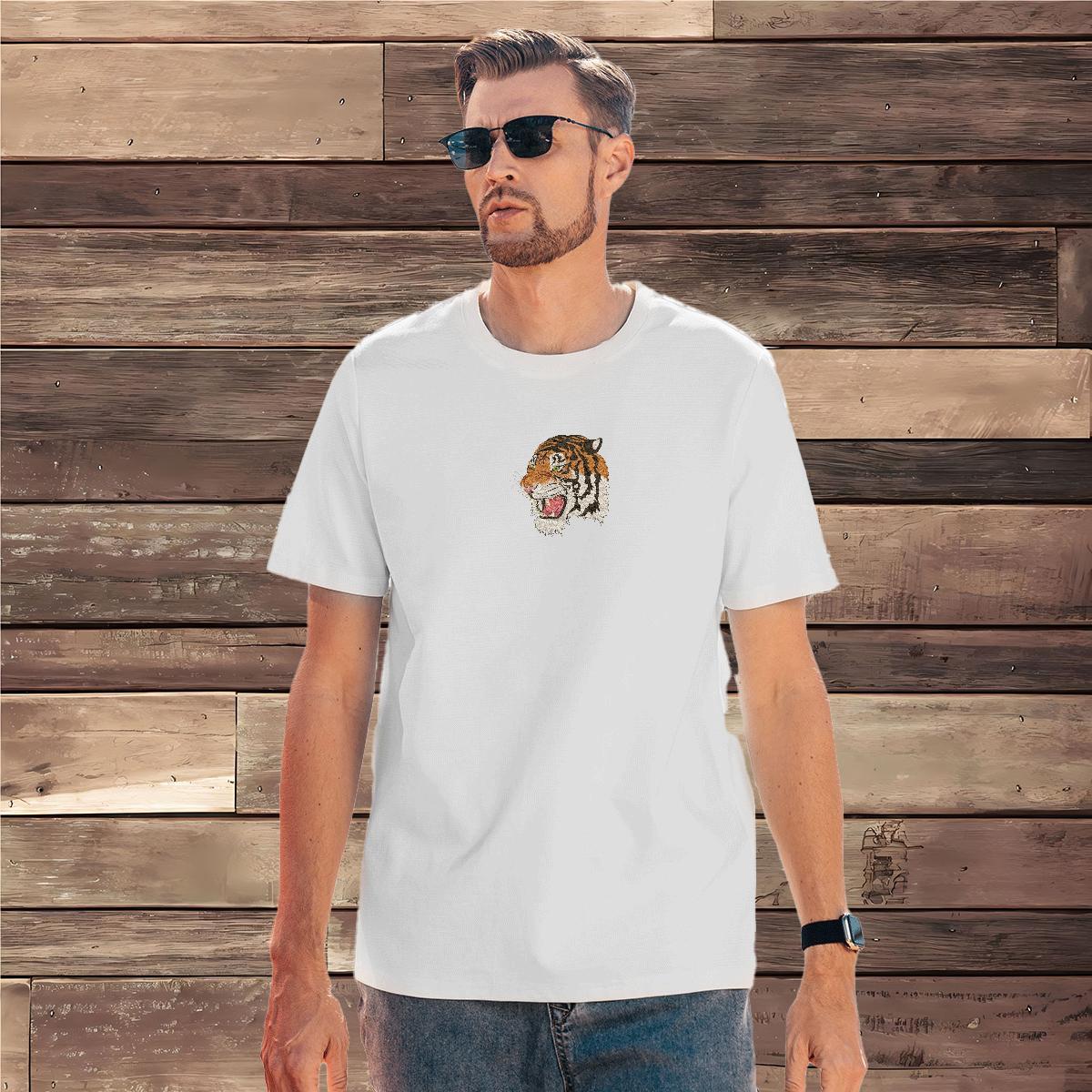 Men T Shirts 230g 100% Cotton tiger Outdoor O Neck Short Sleeves DIY Anime Tshirts Custom Brand Tees Shirts