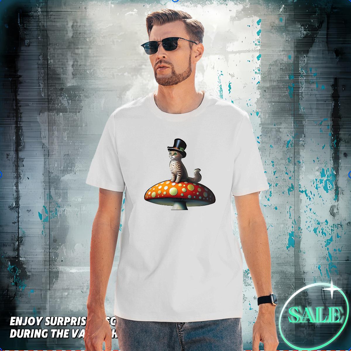 Wholesale T Shirt For Man 100% Cotton 230g cat Daily Outfit Tshirts Breathable Crew Neck Loose Fit Men Tshirts Graphic