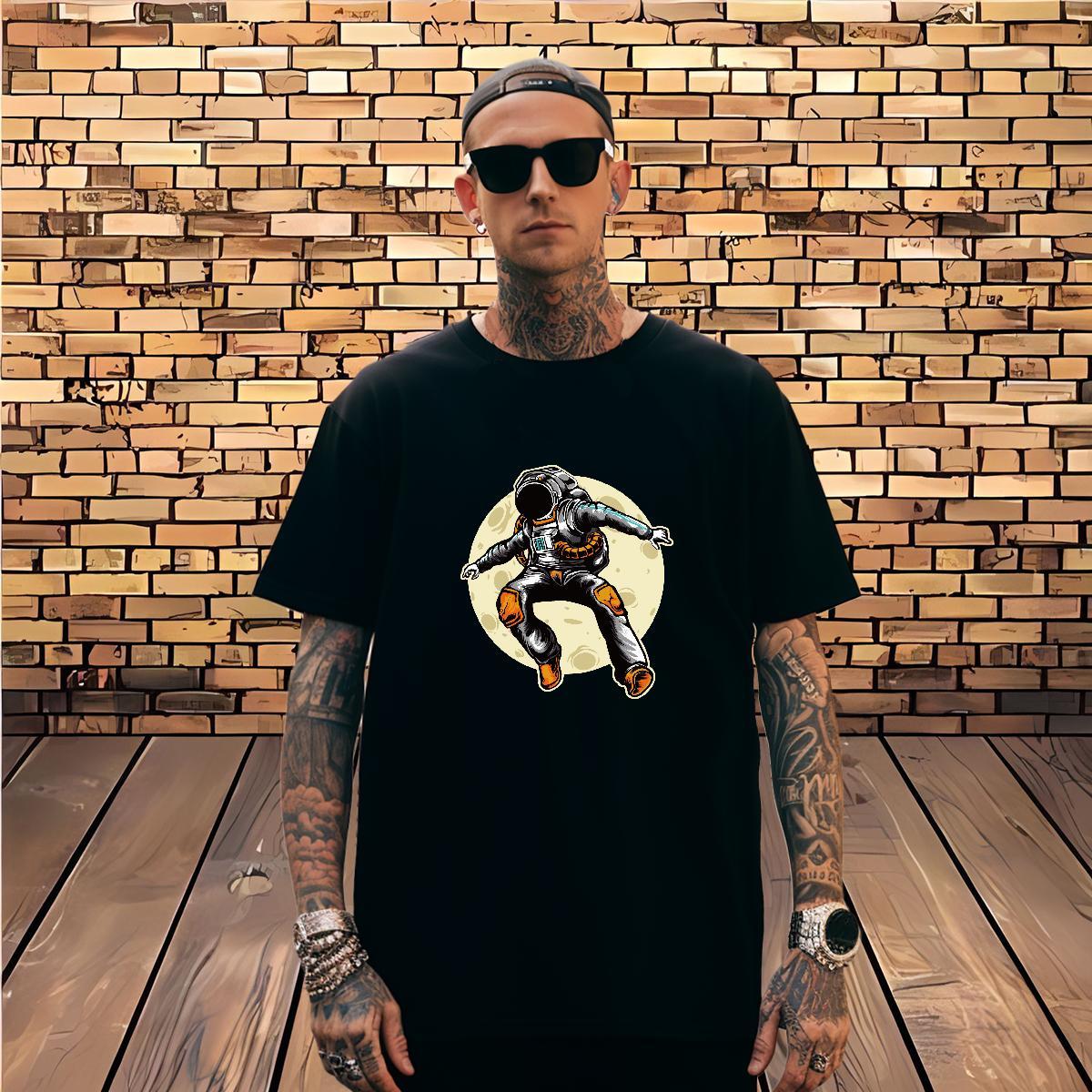 Mens T Shirts 230g Pure Cotton universe Outdoor Breathable Plus Size Cartoon Mens Tshirts DIY TOP Quality Top Tees