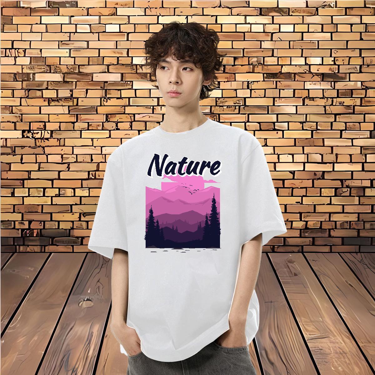Classic Mens T Shirts 230g Cotton tree Beach Tee Shirt O-Neck Short Sleeve Soft Men Tops Tees DIY Printed