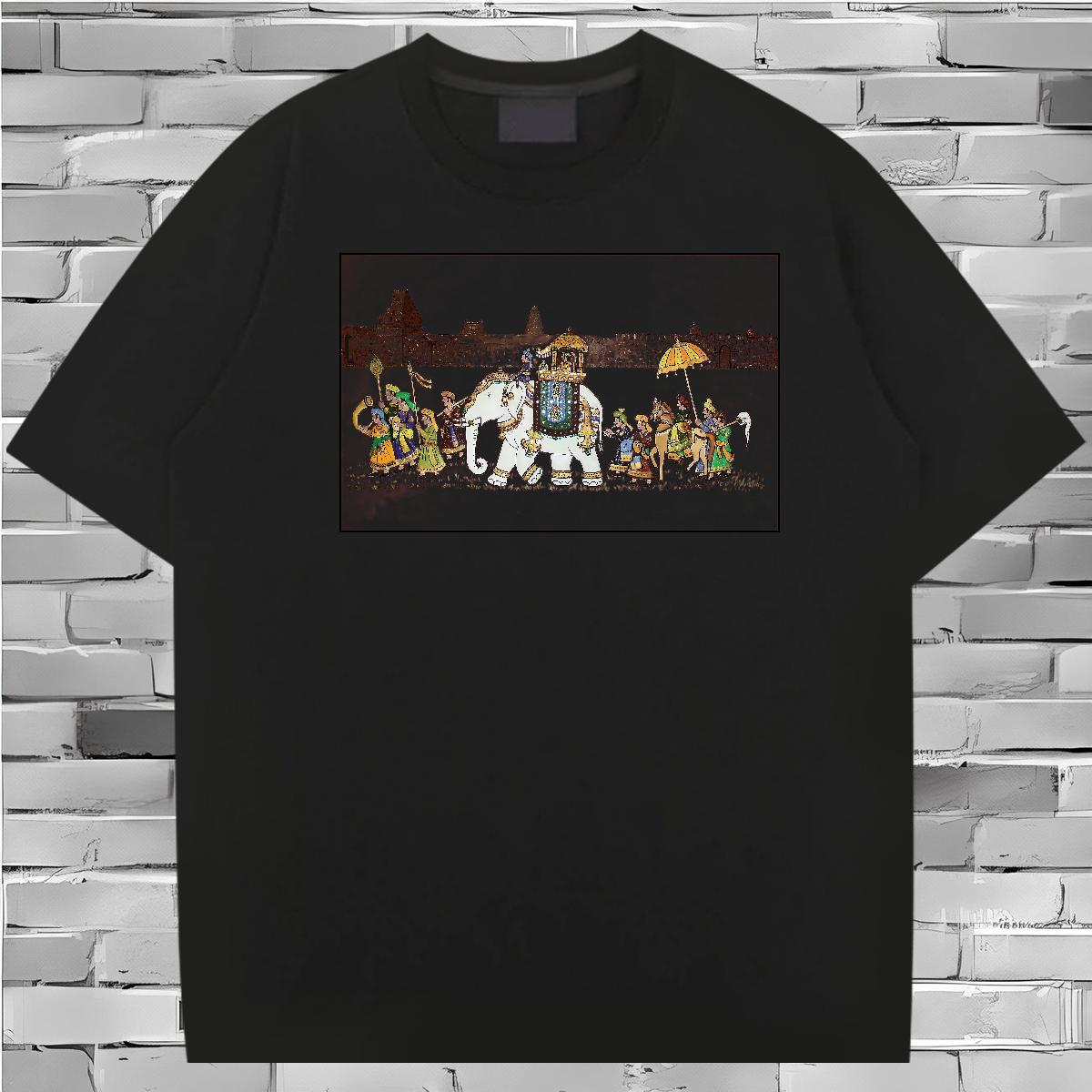 T-Shirts for Men 230g Pure Cotton elephant Hip Hop Street Breathable Crew Neck DIY Printed Tshirt for Man Woman Casual New Soft Polos