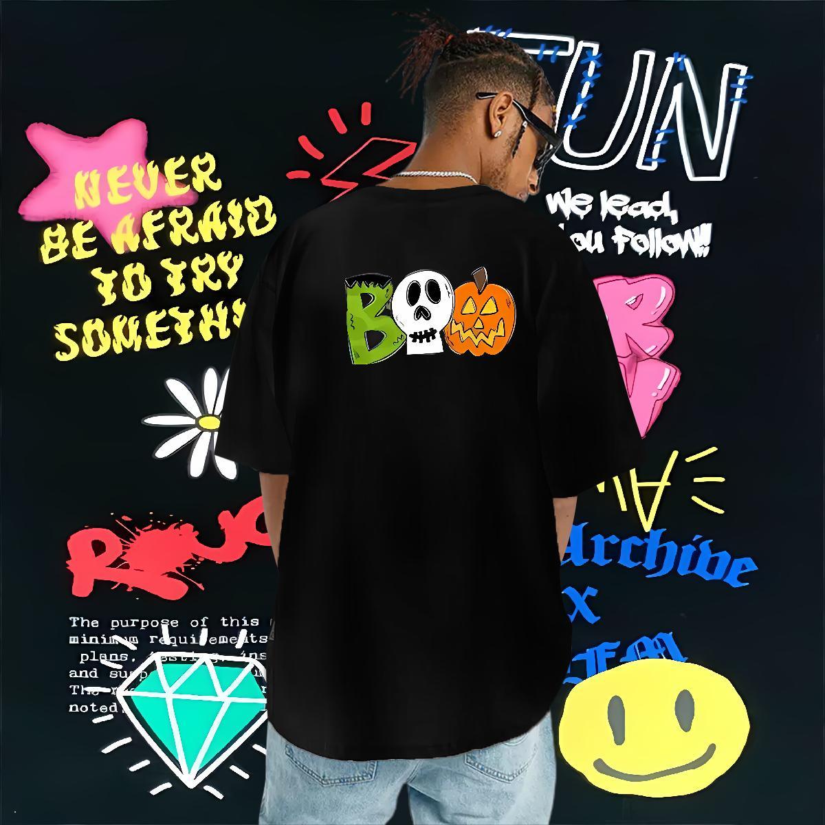 2024 DIY Mens T Shirts 230g Cotton halloween Outdoor Clothes Round Neck Short Sleeve Cool Design Men Clothes T-Shirt Custom Anime