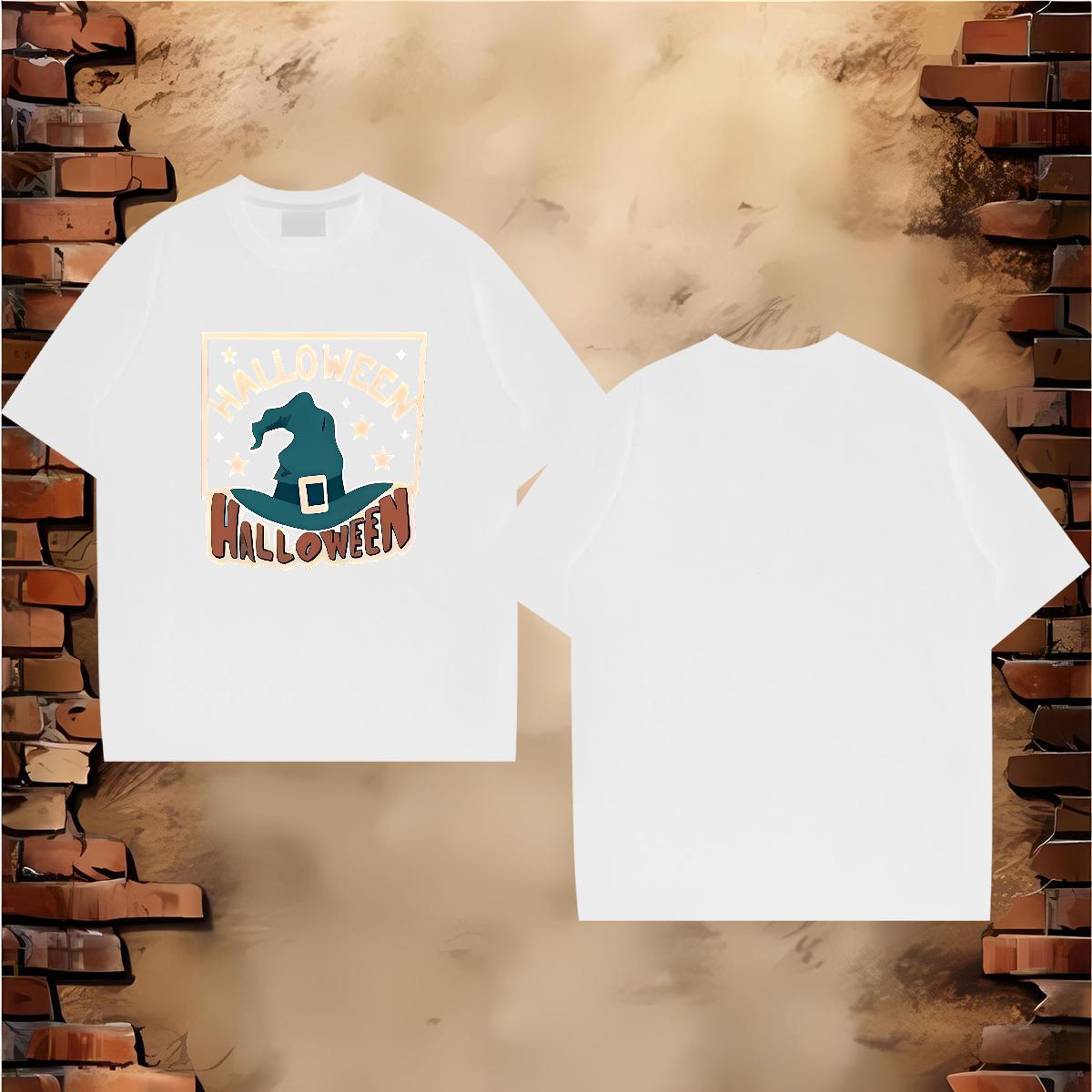 Customized Men T Shirts 230g 100% Cotton halloween hat Street Wear Tee Shirt Breathable Crew Neck Cool Couples T Shirts DIY