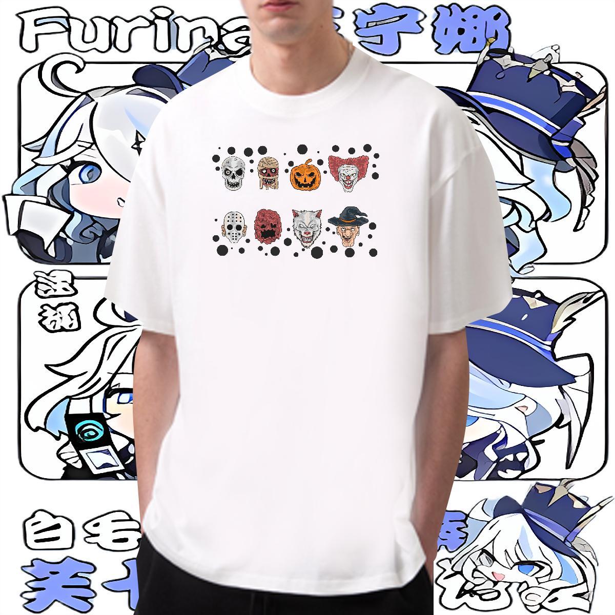 2024 Summer T Shirts Men 230g Pure Cotton Halloween High Street Hip Hop Tees Crew Neck Comfortable Tshirts Customized Print