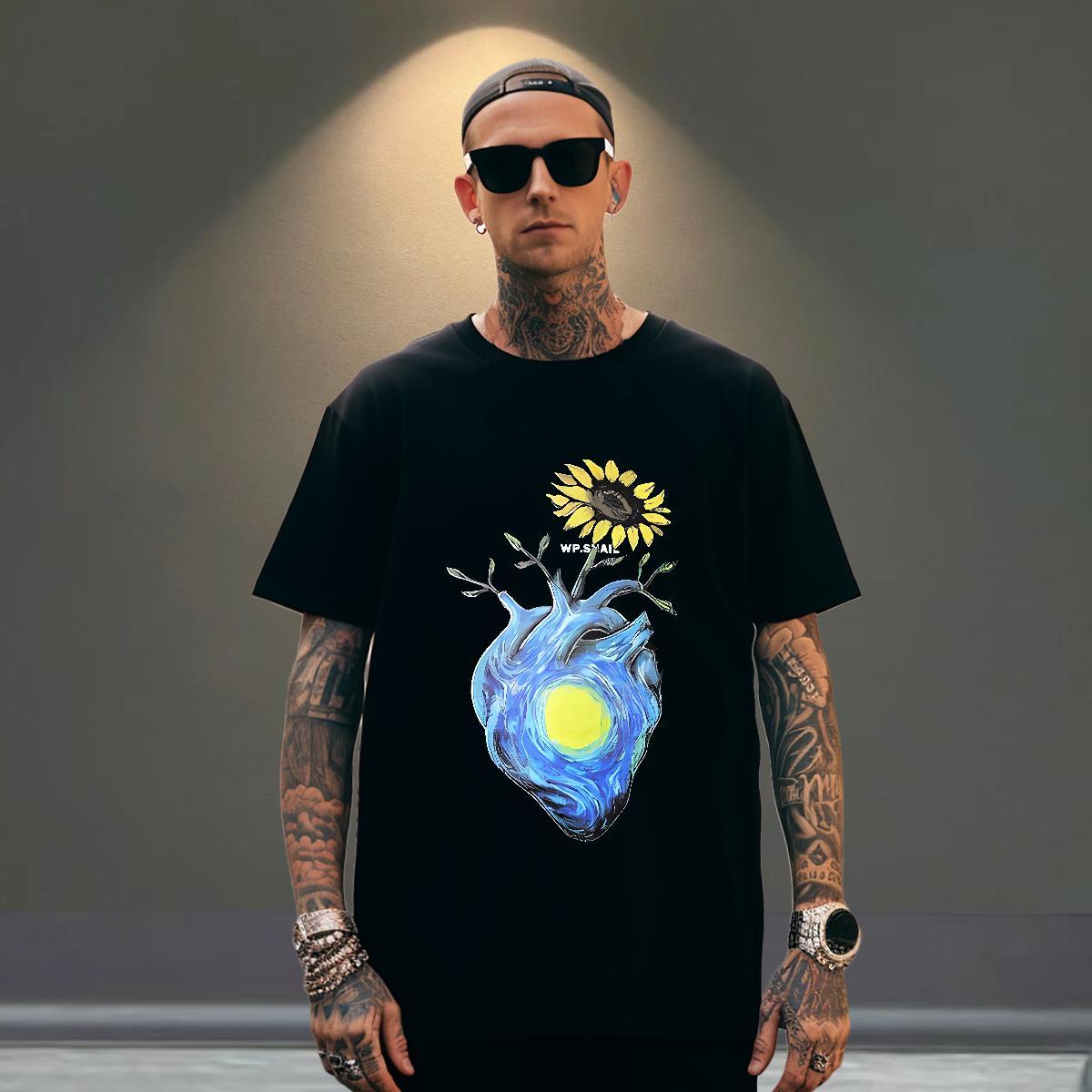 Wholesale Couples T Shirts 230g 100% Cotton Beach flower Custom Print Oversized Breathable Designer Fashion Mens T Shirts Top Tees