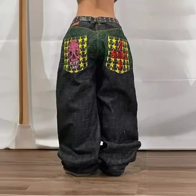 Deeptown Vintage Y2k Oversized Jeans Harajuku Streetwear Hip Hop Embroidery Denim Pants Baggy Japanese 2000s Gothic Trousers 240806