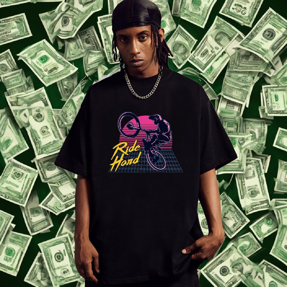 High Quality Mens Tshirts 230g Pure Cotton Sport Motorcycle Cartoon Print O-Neck Short Sleeve Fashion New T Shirt For Man Tees Shirts