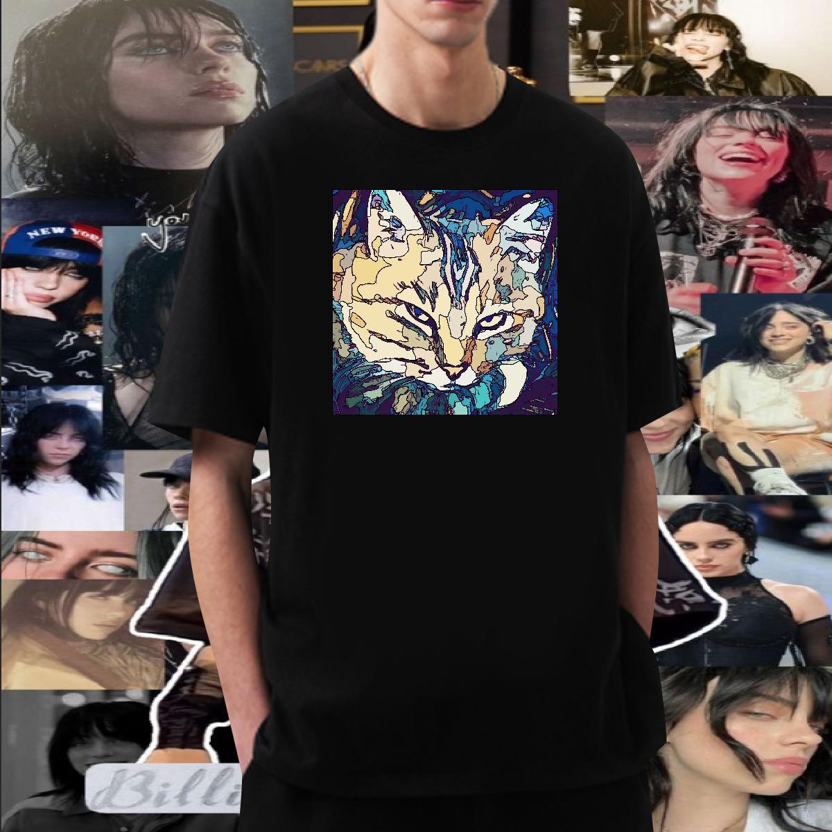 Fashion Designer T Shirts Men 230g Pure Cotton cat Daily Wear Top Tees O Neck Short Sleeves Cool Design Mens Tshirts Cartoon Print