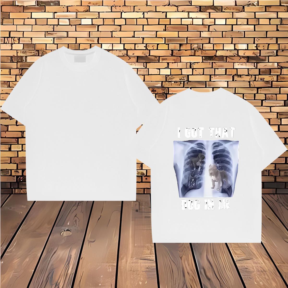Classic Man T Shirts 230g Cotton Spring Summer Tees Breathable Short Sleeve Loose Men Tops Tees Cartoon Printing L-4XL