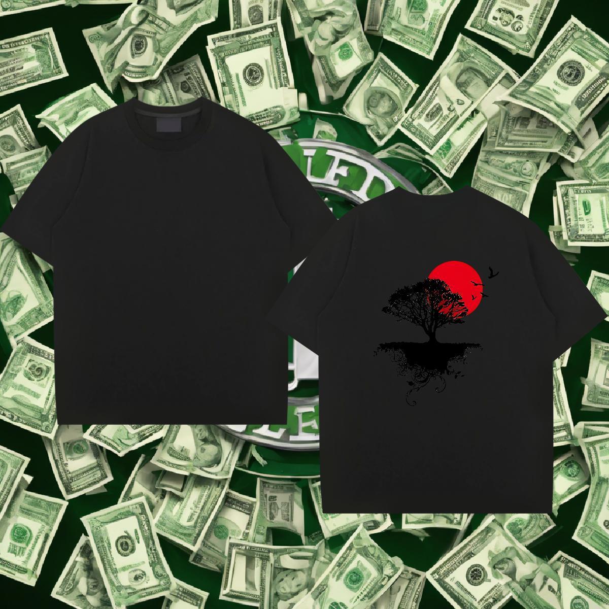 New Arrival Men T Shirts 100% Cotton 230g tree Street Casual Tees Breathable Crew Neck Popular Men Tops Tees DIY Logo Oversized