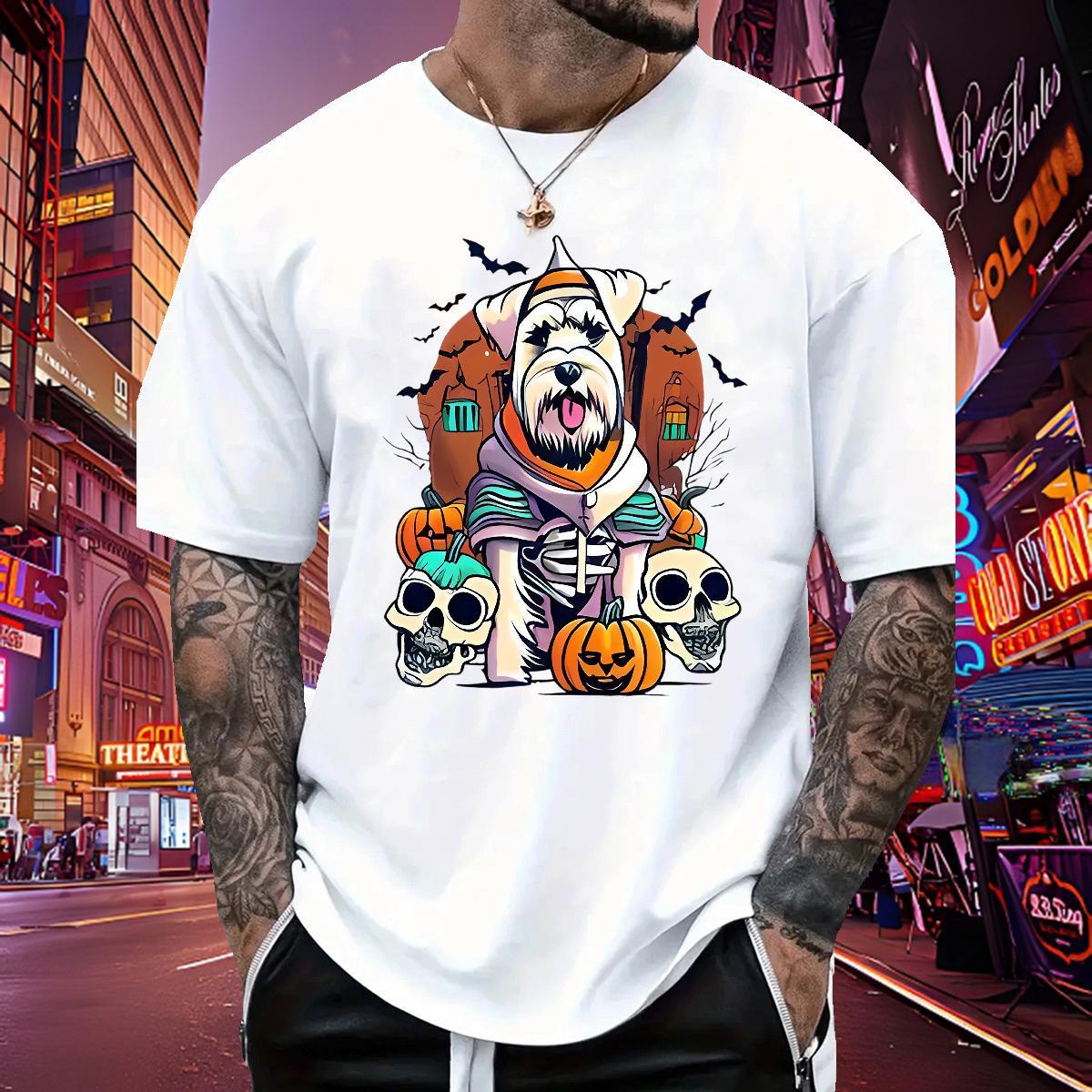 Cool Men Tops Tees 230g Pure Cotton pumpkin T-Shirts for Men Beach Short Sleeve Soft Skull Fashion Wear