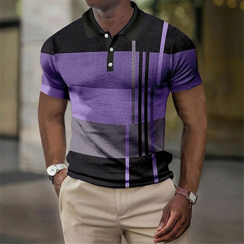 Summer New 3D Fashion Printing Casual T-shirt Button Lapel Short Sleeve PoLo Shirt Breathable Men's Sweatshirt