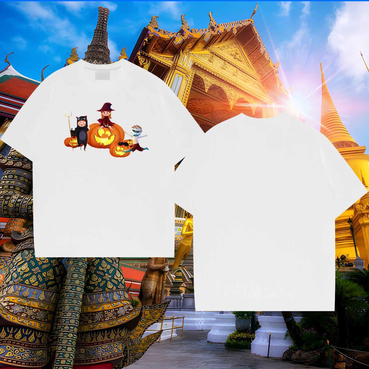 Soft Tshirts 230g Pure Cotton pumpkin T-Shirts for Men Summer Casual Breathable Crew Neck Asian Size DIY Customized Tees