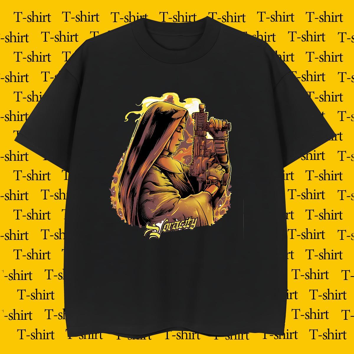 Mens T Shirts 100% Cotton 230g gun Spring Summer Breathable Short Sleeve Cartoon Print Men Tops Tees Classic Loose Tees Shirts