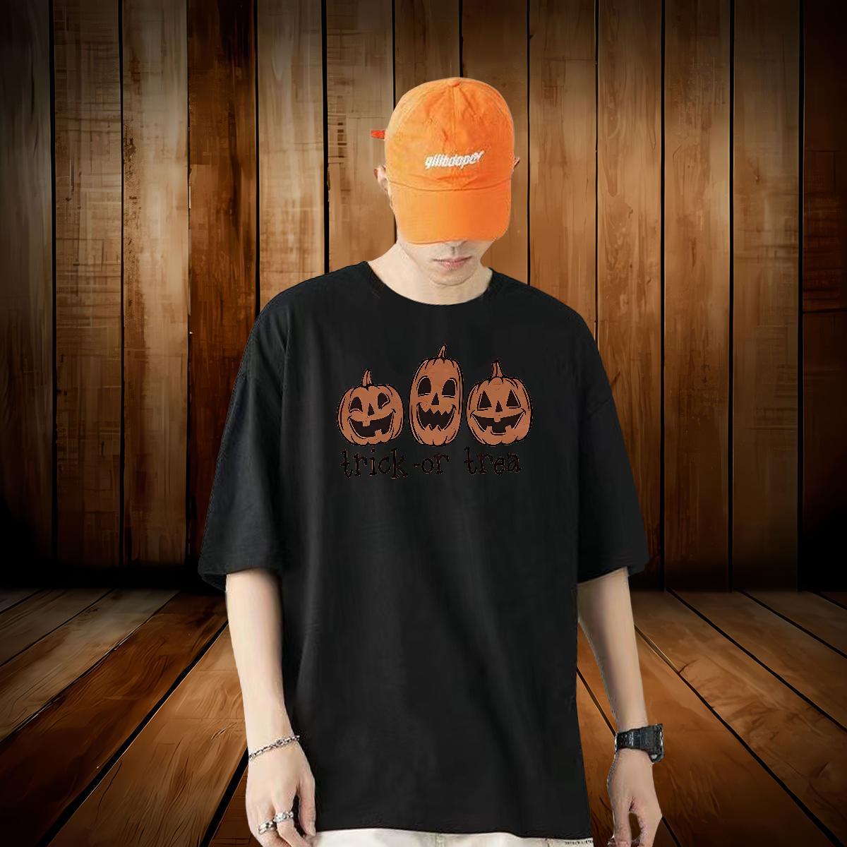 DIY Customized T Shirt For Man 230g 100% Cotton halloween Summer Casual Tops Breathable Crew Neck Popular Men Tops Tees DIY Printed