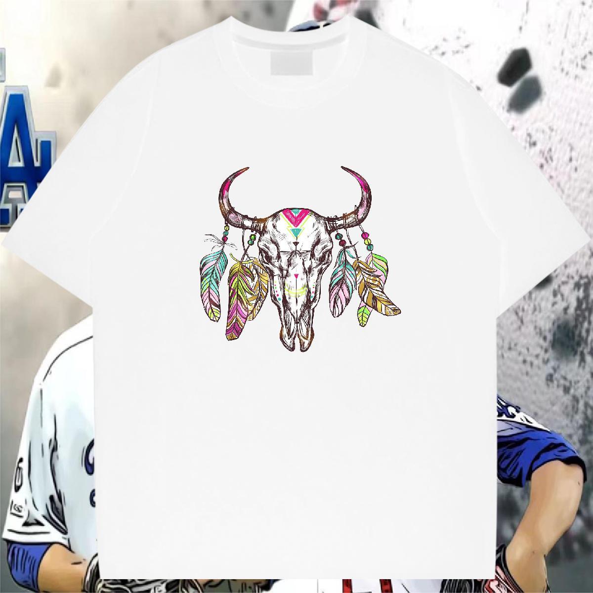 Fashion New Man T Shirts 230g 100% Cotton Deer Sport Tee Shirt Breathable Crew Neck Comfortable Men Tshirts Oversized 3XL 4XL