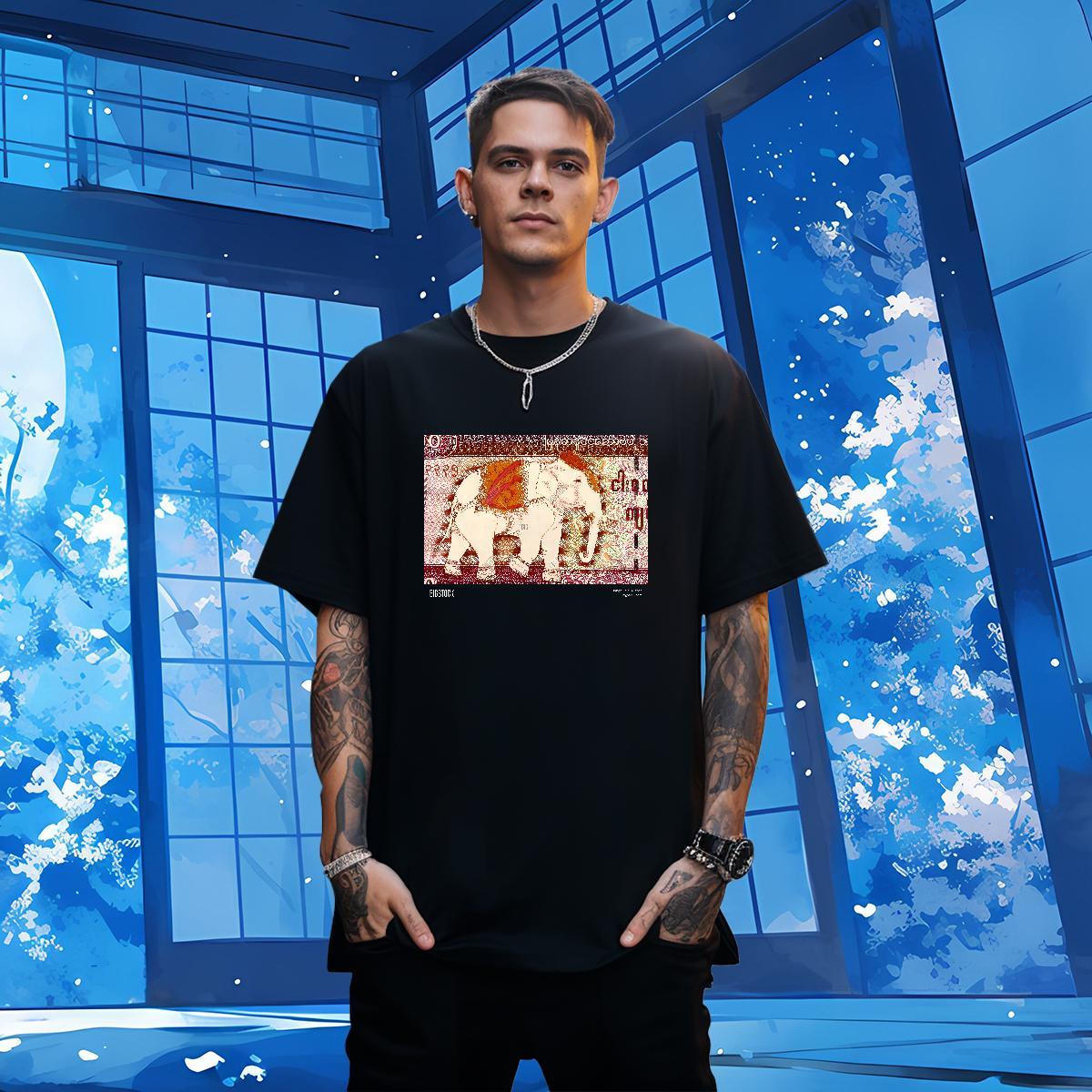 Fashion Design T Shirt For Man 230g Cotton elephant Anime Printing Street Wear Breathable Comfortable Men Tees Custom Big Size