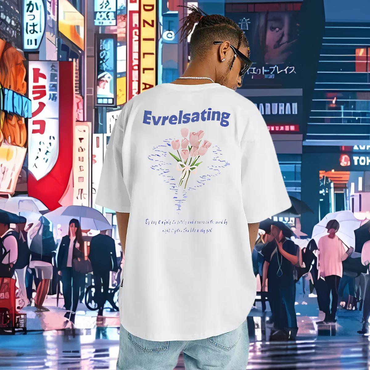 2024 DIY T-Shirts 230g Pure Cotton flower Casual Beach Tees Shirts Crew Neck TOP Quality Men Tees Custom Print Oversized