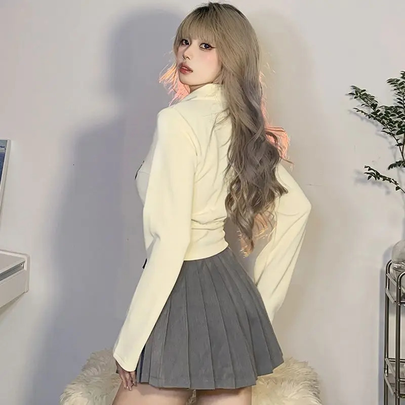 Sweet Short Lace T-shirt Spring/Summer Style Polo Neck Long Sleeve Solid Letter Printing Trend Top T-shirt Fashion Y2K Womens Wear 240827