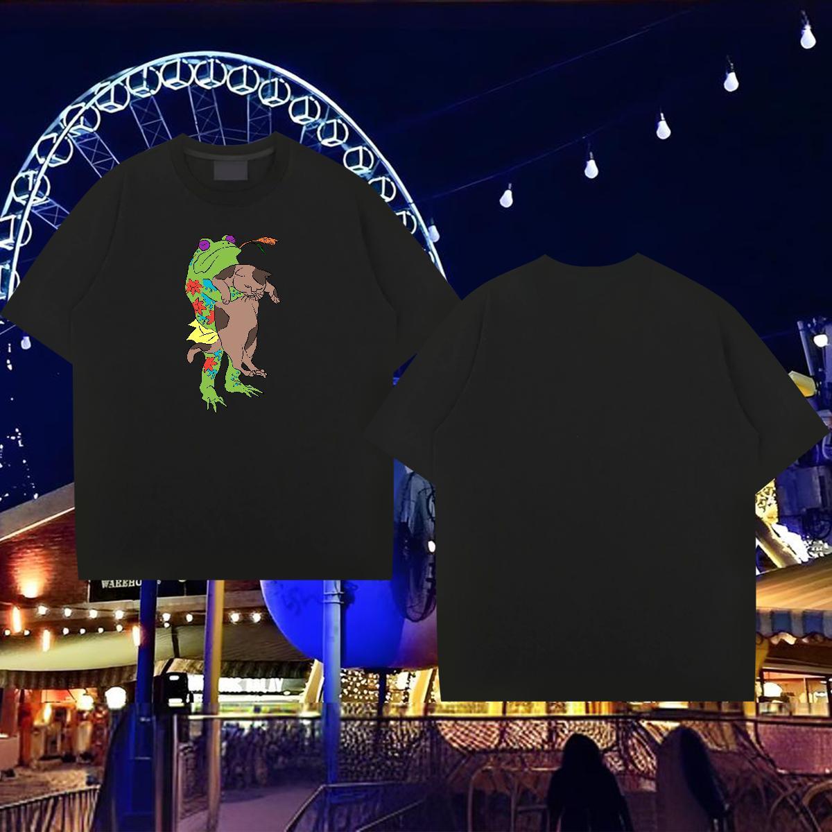 Fashion Casual Man T Shirts 230g Pure Cotton Frog Daily Wear Tees Crew Neck Breathable High Quality Couples T Shirts DIY Anime