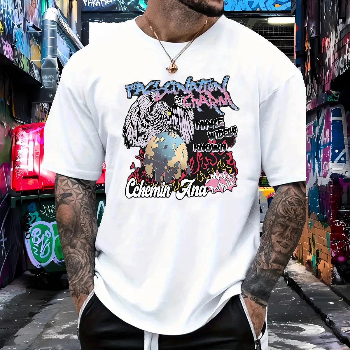 Classic Men T Shirts 230g 100% Cotton eagle Beach Tees Shirts O-Neck Short Sleeve High Quality Men Clothes T-Shirt Custom Big Size