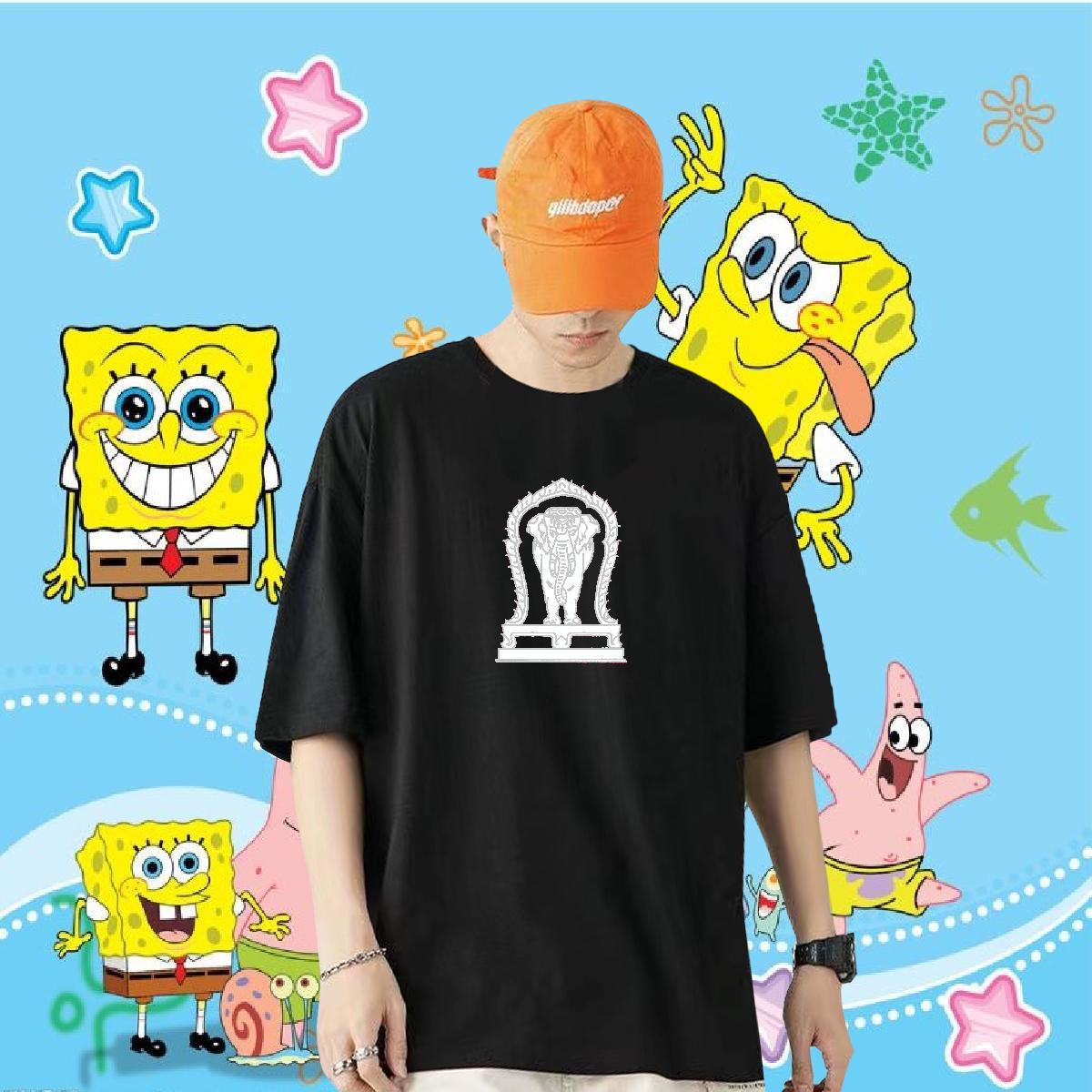 2024 DIY T Shirt For Man 100% Cotton 230g elephant Street Casual Tees Pure Cotton Popular Couples T Shirts Cartoon Printing L-4XL