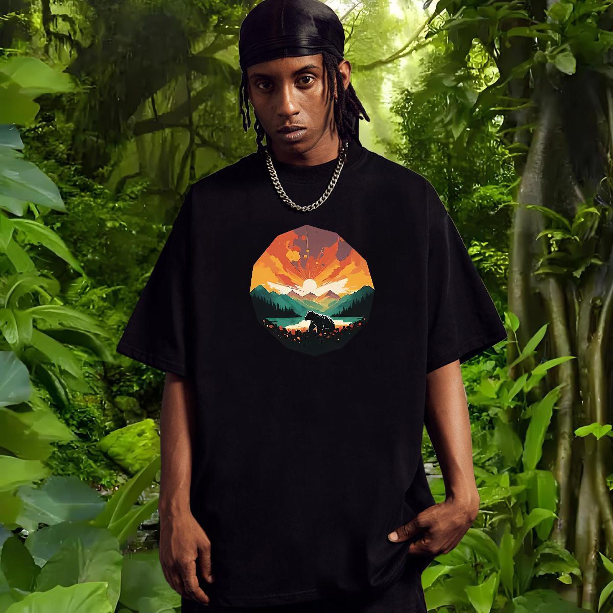Fashion Men T Shirts 100% Cotton 230g bear Spring Summer Clothes O Neck Short Sleeves Soft Men Tees Custom Big Size