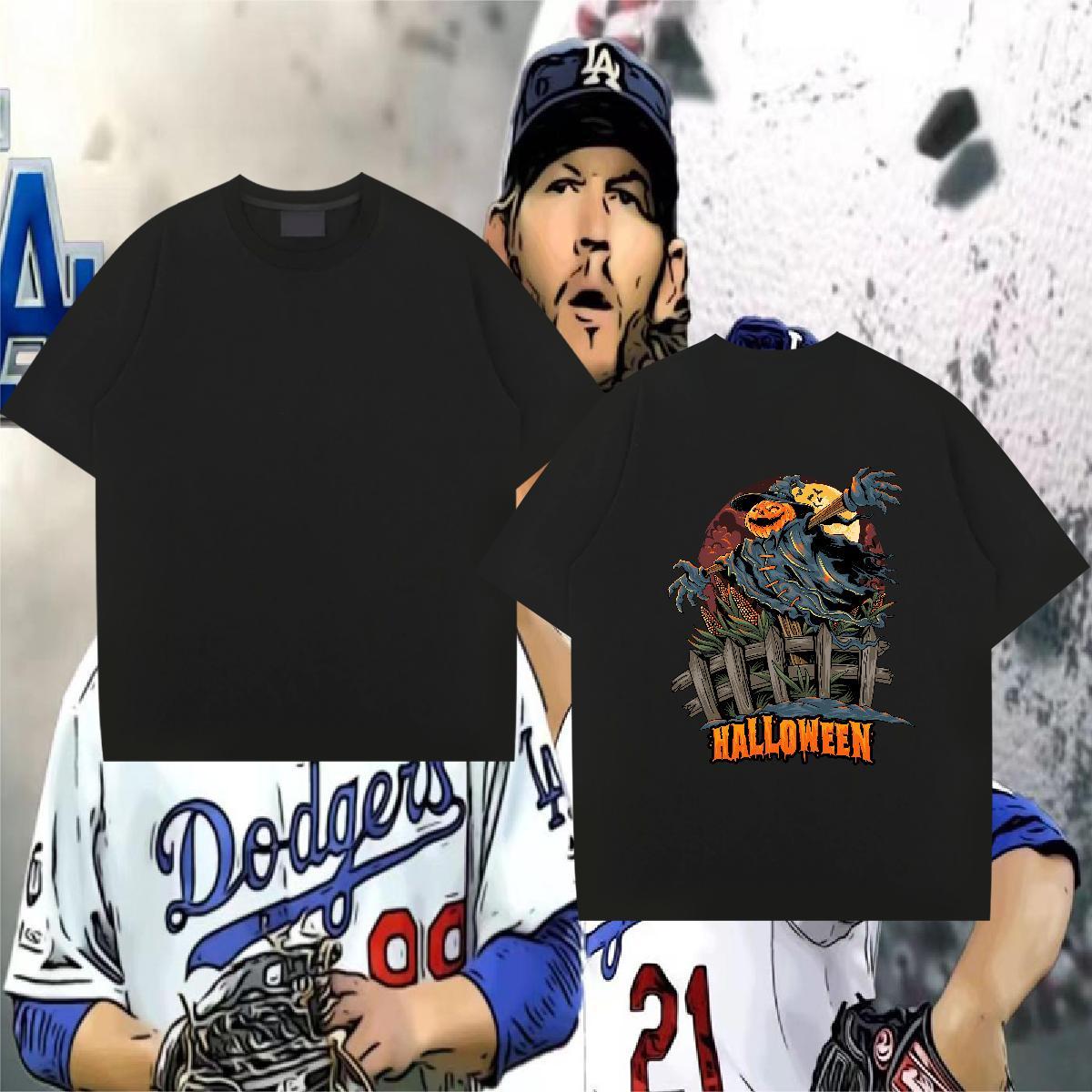 Wholesale Men T Shirts 230g Pure Cotton pumpkin Street Wear Crew Neck Breathable Loose Men Tops Tees Anime