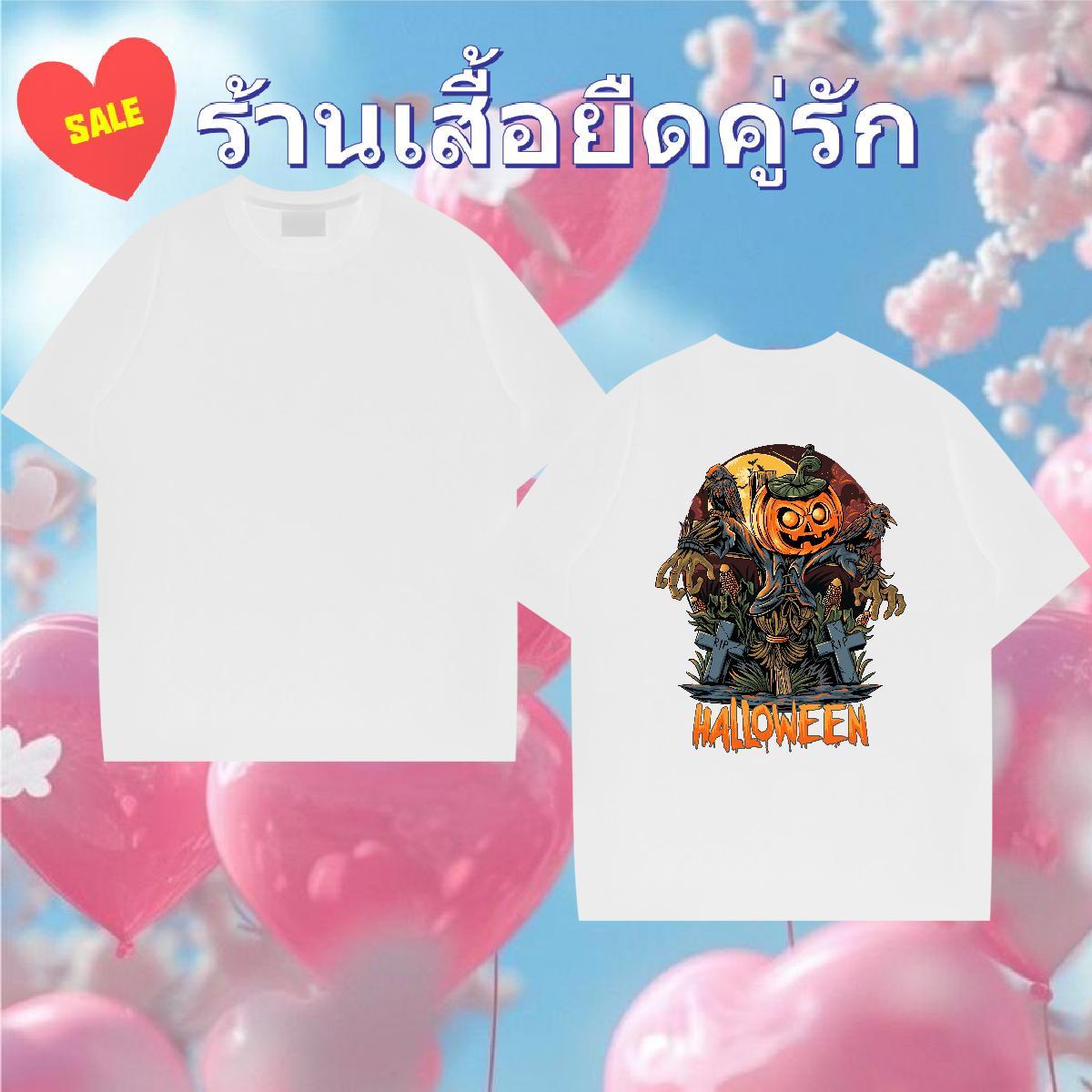 Custom T shirt 230g Pure Cotton Halloween High Street Hip Hop Clothes Round Neck Short Sleeve Popular Men Tops Tees Anime