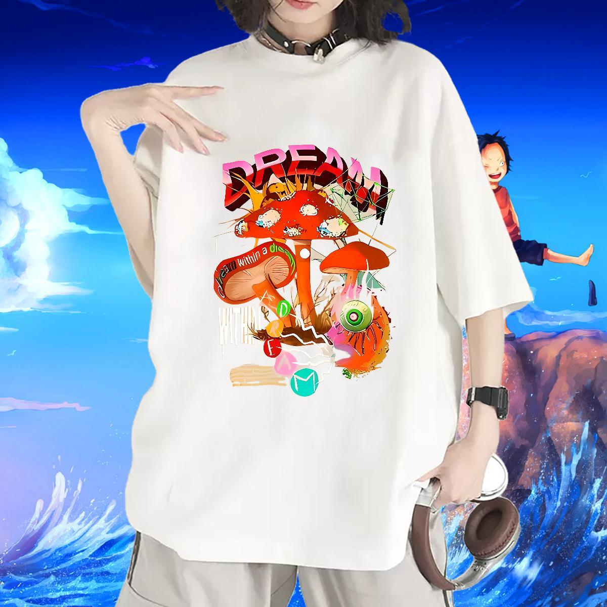 Popular Woman T Shirts Breathable Crew Neck Tshirt for Man Woman Custom Print Plus Size mushroom Casual Beach 230g Pure Cotton 2024 DIY Clothes