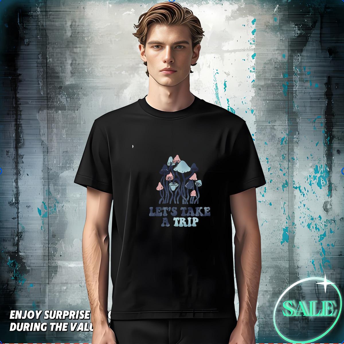 Fashion Casual T-Shirts 230g Pure Cotton mushroom Beach Polos Round Neck Short Sleeve Unisex Mens Tshirts Oversized