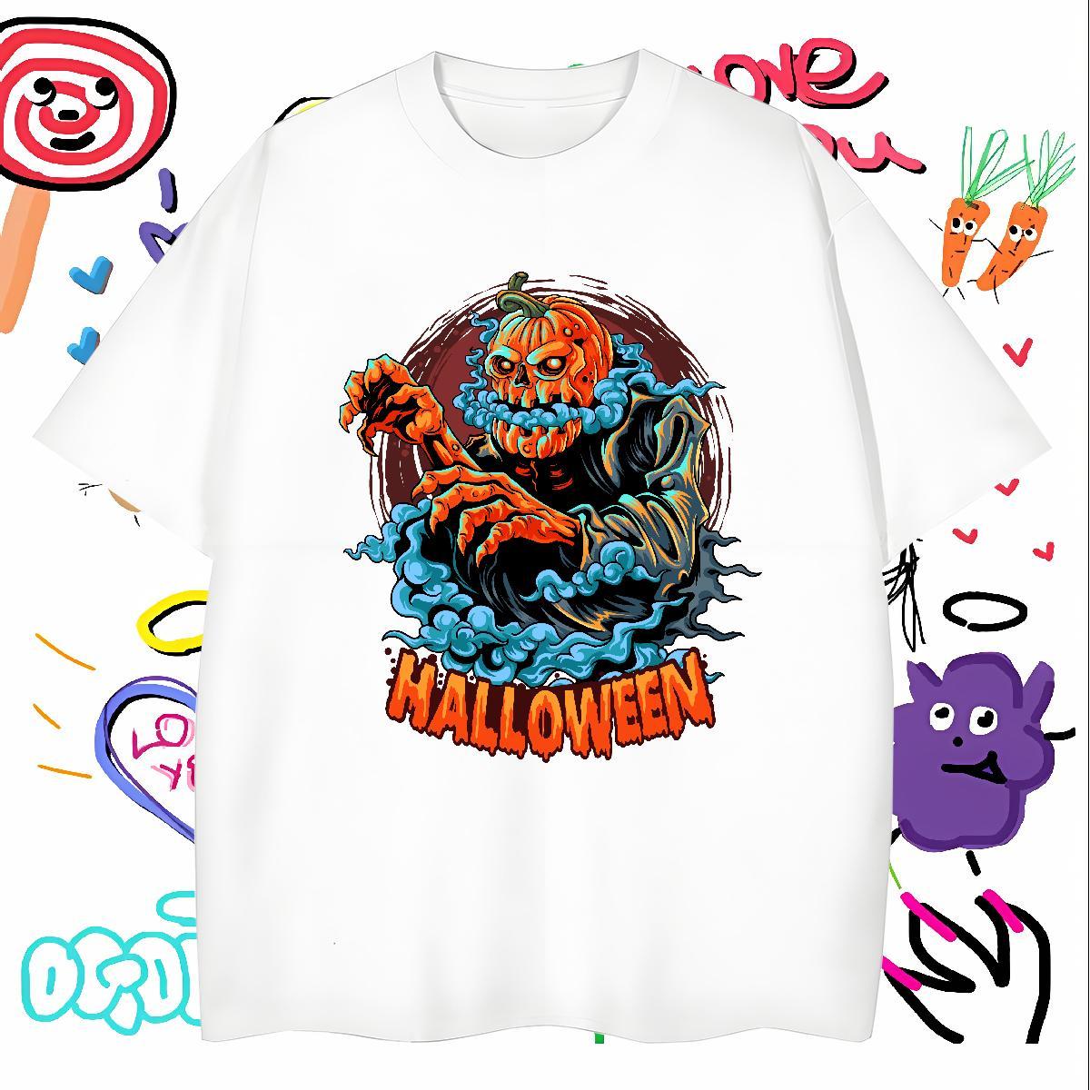 TOP Quality Tshirt for Man Woman 100% Cotton 230g Halloween Mens T Shirts Casual Breathable Graphic DIY Customized Tees Shirts