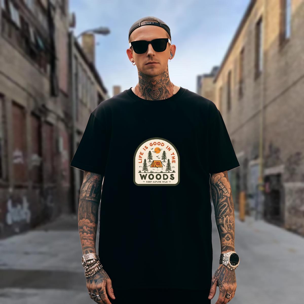 T Shirt For Man 230g 100% Cotton tree Sport Breathable Short Sleeve Custom Big Size Tshirts New Arrival Loose Tees