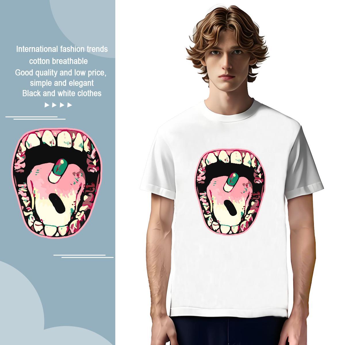 Man T Shirts 230g Cotton mouth Street Crew Neck Custom Printed Couples T Shirts Designer Fashion Cool Polos