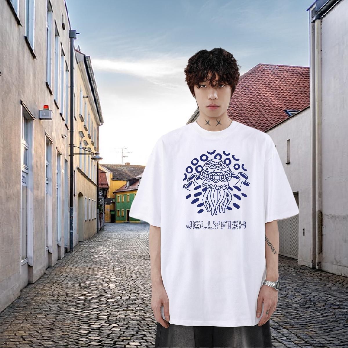 Designer Fashion T-Shirts for Men 230g Cotton jellyfish Daily Outfit Clothes Breathable Short Sleeve TOP Quality Tshirt for Man Woman DIY Anime