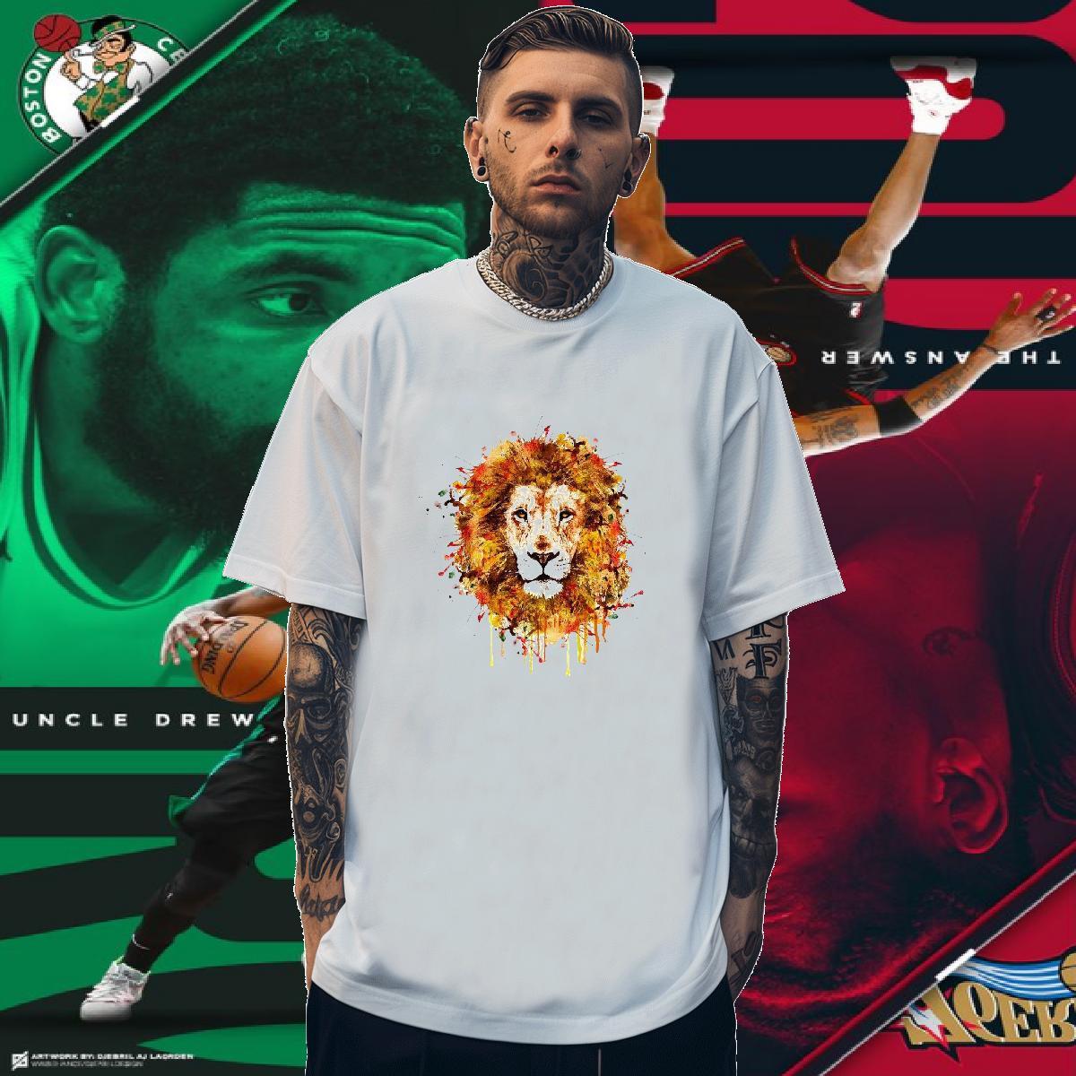 Mens T Shirts 230g Pure Cotton lion Hip Hop Street Short Sleeve Soft Black Oversized Couples T Shirts Fashion Design Comfortable Clothings