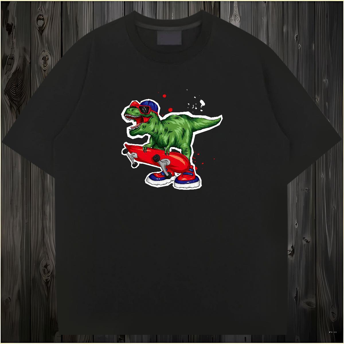 2024 DIY Man T Shirts 230g 100% Cotton dinosaur Beach Tops Breathable Crew Neck Brand Couples T Shirts Custom Cartoon