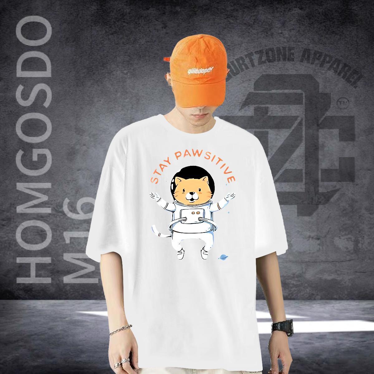New Arrival T-Shirts 230g 100% Cotton cat Street Tees Shirts O-Neck Short Sleeve TOP Quality Tshirts Custom Printed