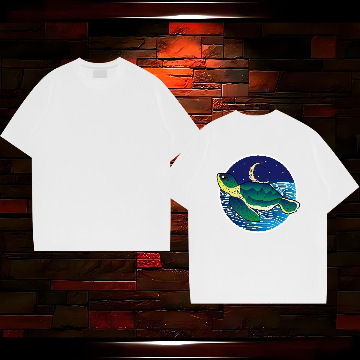 Casual New Mens T Shirts 100% Cotton 230g tortoise Street wear Hip Hop Top Tees Breathable Crew Neck Comfortable Tshirt for Man Woman Floral Print
