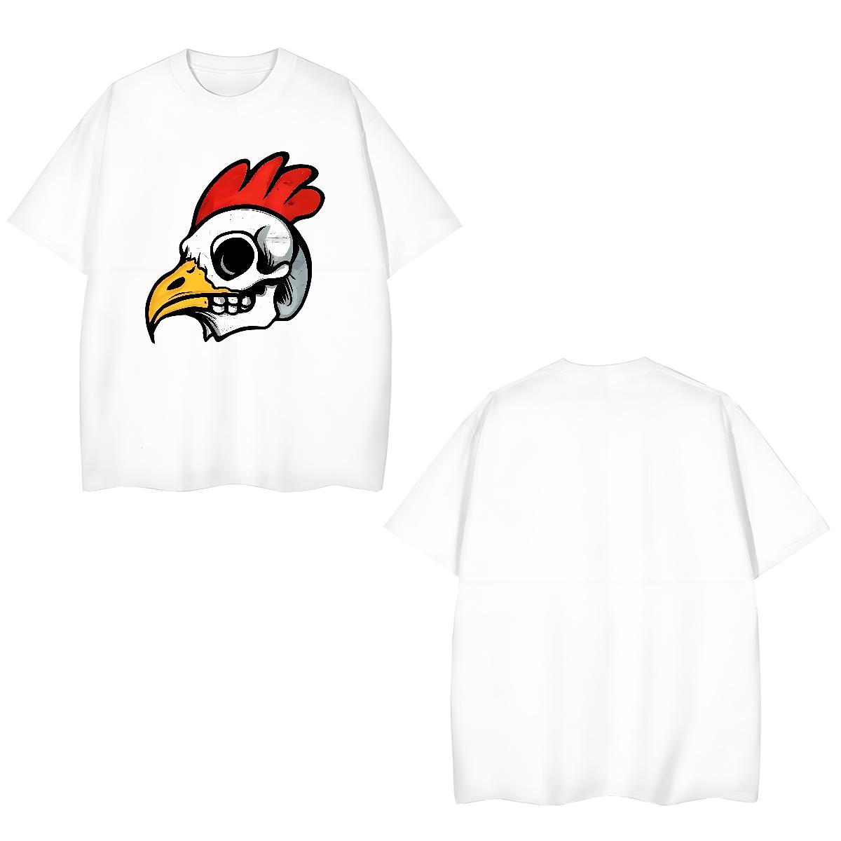 Popular Tshirts 100% Cotton 230g chicken T Shirt For Man Casual Daily Wear Breathable Soft Cartoon Printing L-4XL New Clothes