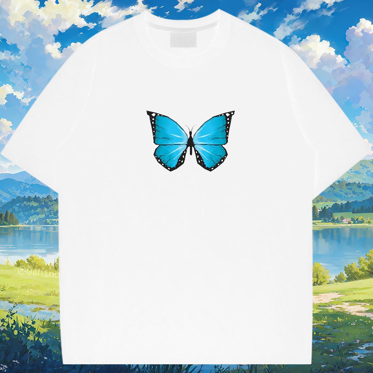 Men T Shirts 100% Cotton 230g Butterfly Hip Hop Breathable Oversized 4XL Men Tees Customized Loose Fit Tops Tees