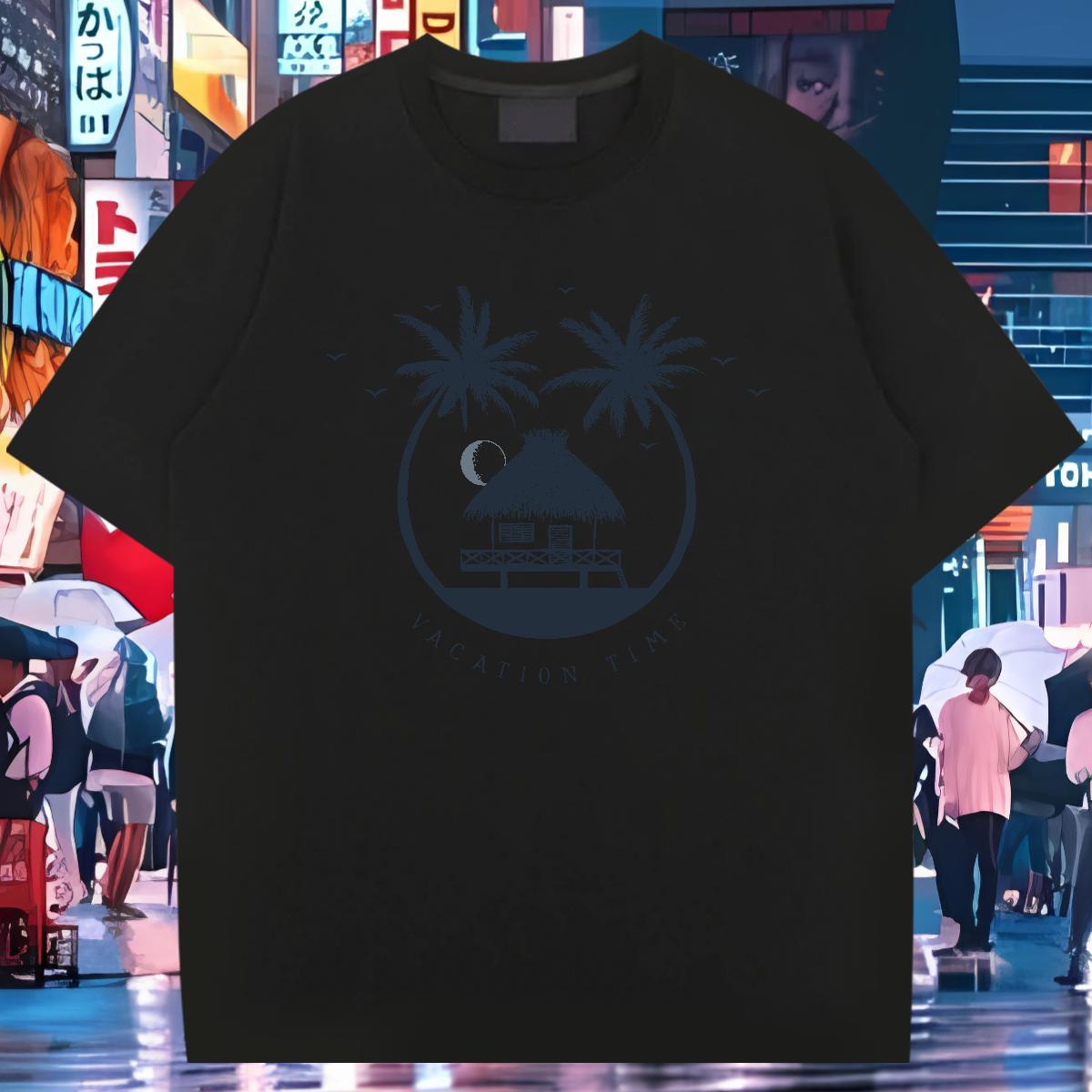 Fashion New T-Shirts 230g Cotton tree High Street Hip Hop Tshirts O Neck Short Sleeves Soft Mens Tshirts Oversized 4XL