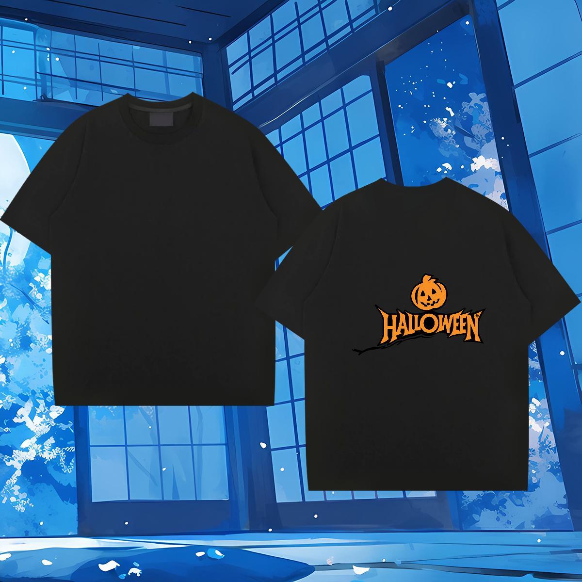 2024 Summer T Shirts Men 230g 100% Cotton pumpkin Spring Summer Tees Shirts Short Sleeve Soft Loose Fit Men Tees Customized