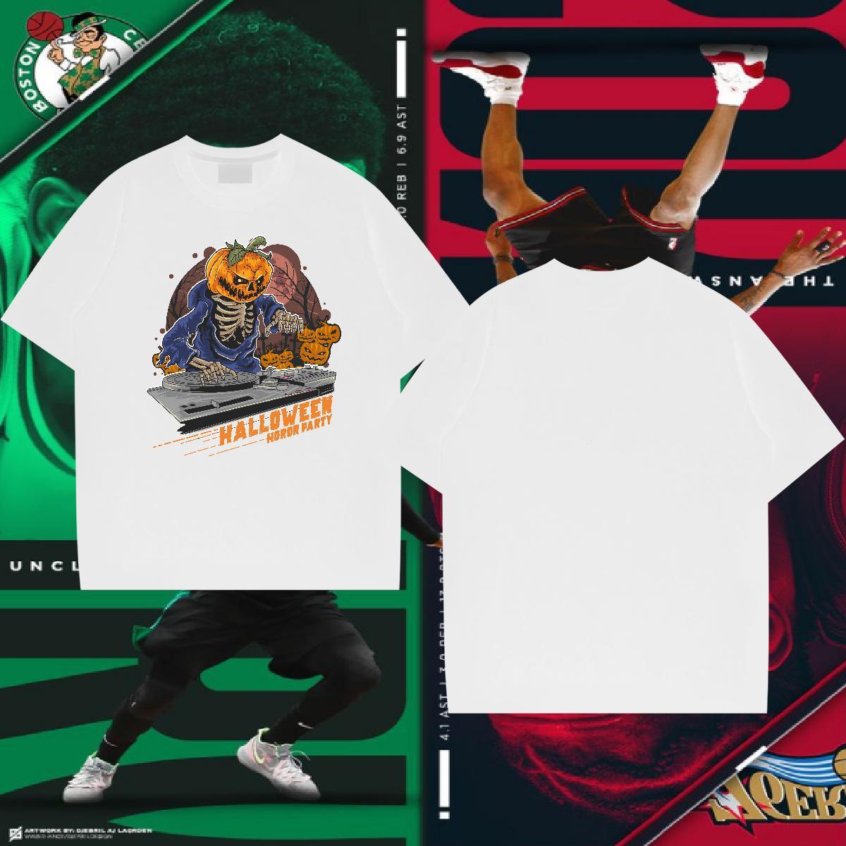 Loose Men Tshirts 230g Cotton Halloween T shirt Sport Breathable Soft Custom Anime 2024 DIY Tops